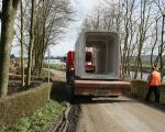 De betonnen bakken waarmee de tunnel wordt gebouwd bij het grintdepot. (27-3-2009 - Jan Dolmans)