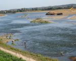 Hier is de rivierverruiming goed te zien omdat een stukje oude maasoever is blijven liggen. (30-9-2012 - Han Hamakers)