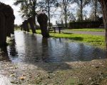 De Oude Kanjel, die midden door het dorp loopt, staat tot aan de rand vol doordat bevers in de beek stroomafwaarts een dam hebben gebouwd.   (28-10-2013 - Jan Dolmans)