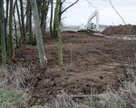 De oude bedding met daarlangs nog de bomen die langs de beek stonden is hier al gedempt.  (12-1-2015 - Jan Dolmans)