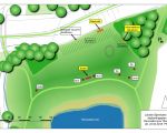 Beplantingsplan noordzijde recreatievijver. Het planten van de bomen en het plaatsen van het bankje zijn mogelijk gemaakt door het Consortium Grensmaas. (30-3-2018 - Han Hamakers)